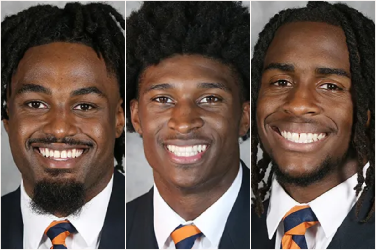 Ex-football player kills three students: DSean Perry (left), Lavel Davis Jr. (middle) and Devin Chandler (right). (Photo Credit: Virginia Cavaliers Athletics)