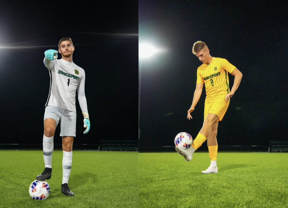 Andrew Taylor (left) and Chuck Domm (right) swept the SUNYAC mens soccer athlete of the week awards. (Photo Credit: Kaite Wilson/ Brockport Athletics)