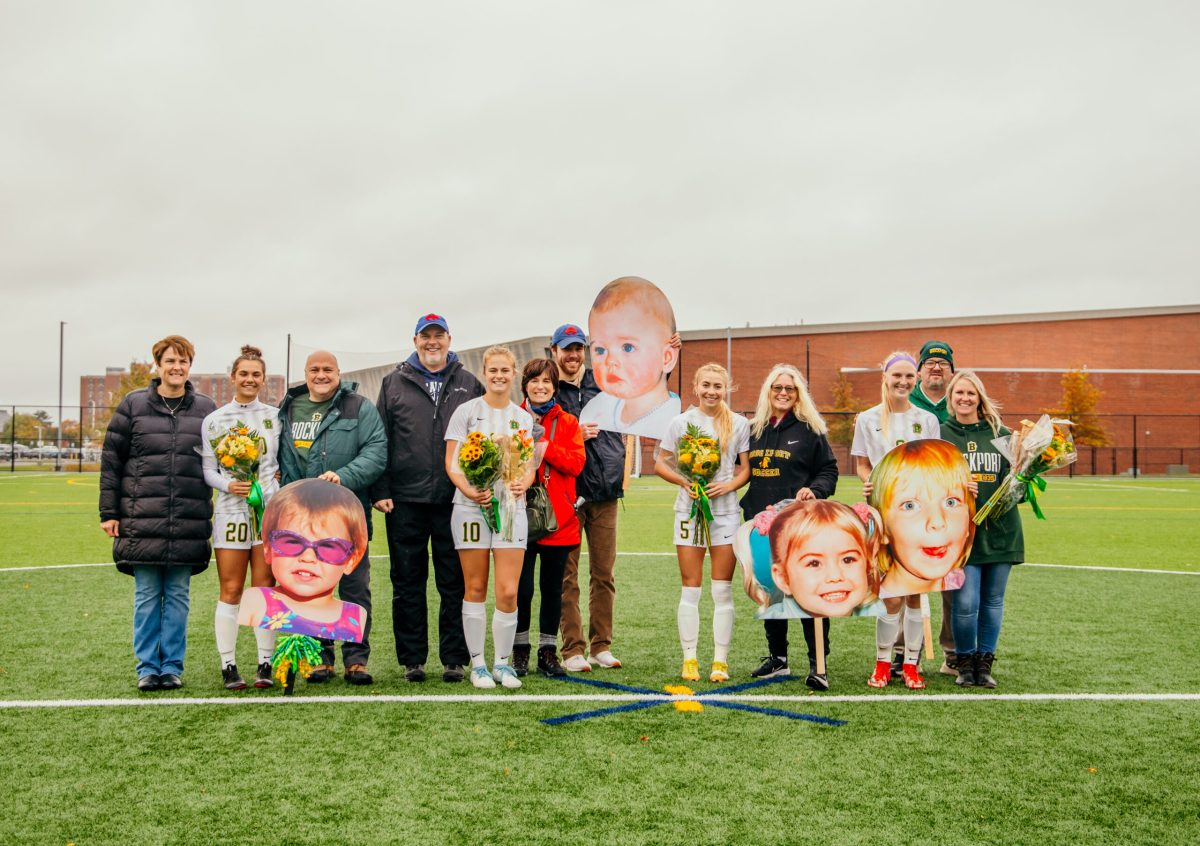 The seniors and their families. Photo Credit: Brockport Athletics 