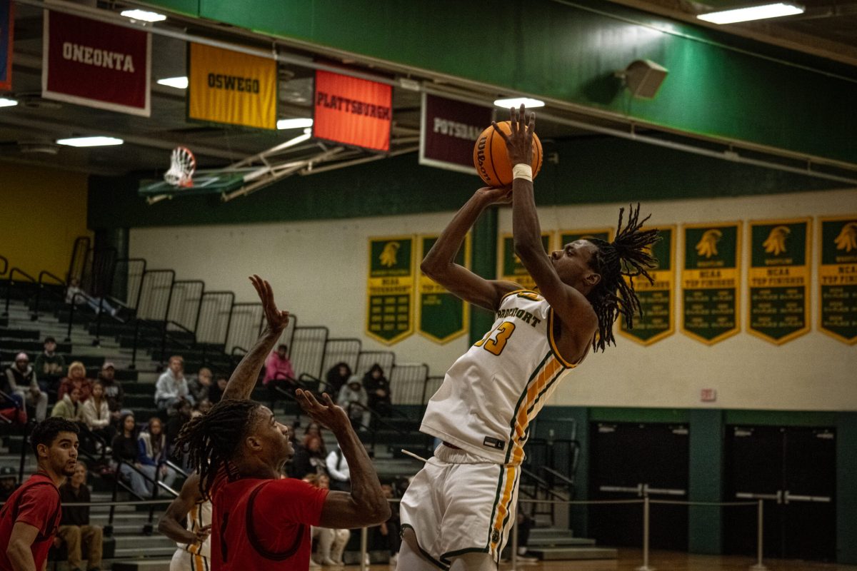 Caquan Wester scored a career-high 19 points and grabbed a career-high 11 rebounds in the win. (Photo Credit: Myles Goddard/Brockport Athletics)