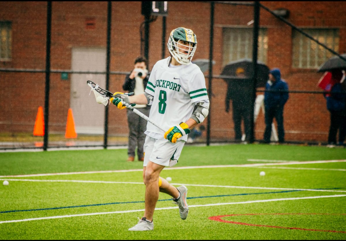 Nick+Askin+scanning+the+field+for+Brockport.+Askin+leads+Brockport+with+26+goals+in+five+games+this+season.