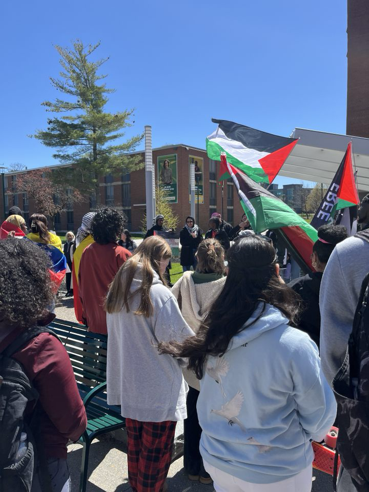 Students during today's protests at SUNY Brockport.