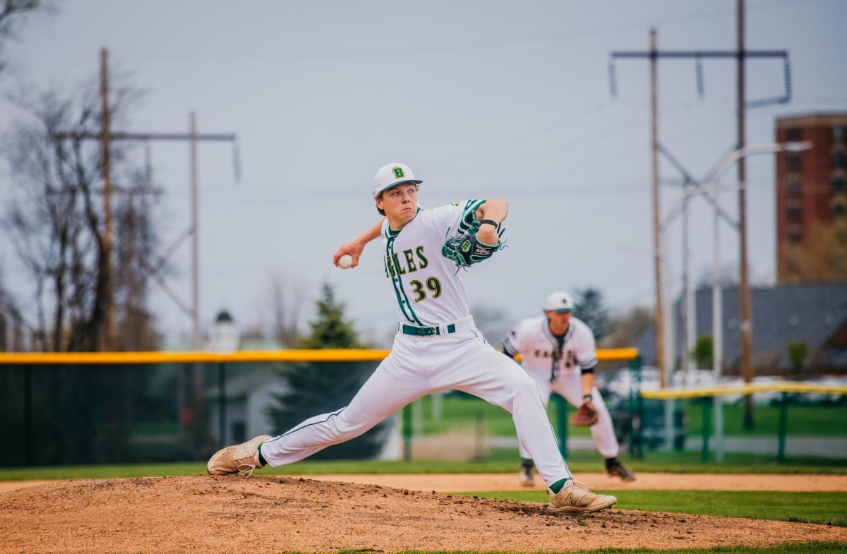 Tyler Pohlman on the mound for Brockport during Tuesdays win. 