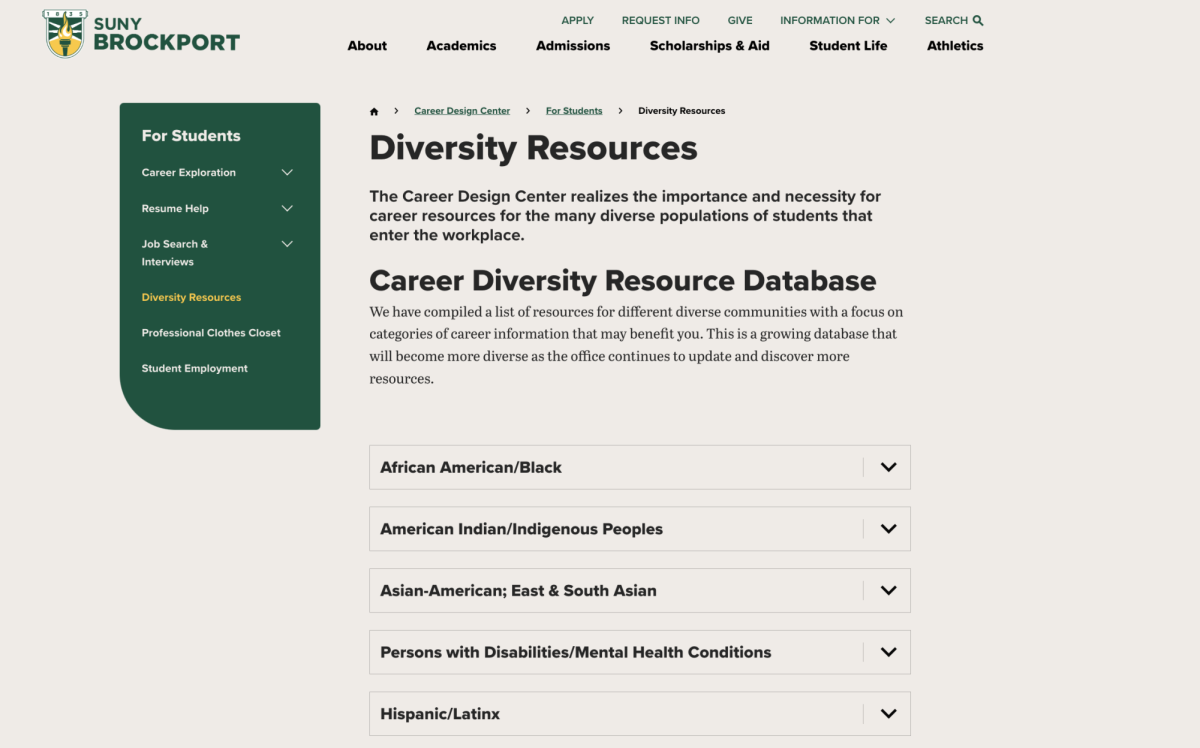 SUNY Brockport diversity resources page.