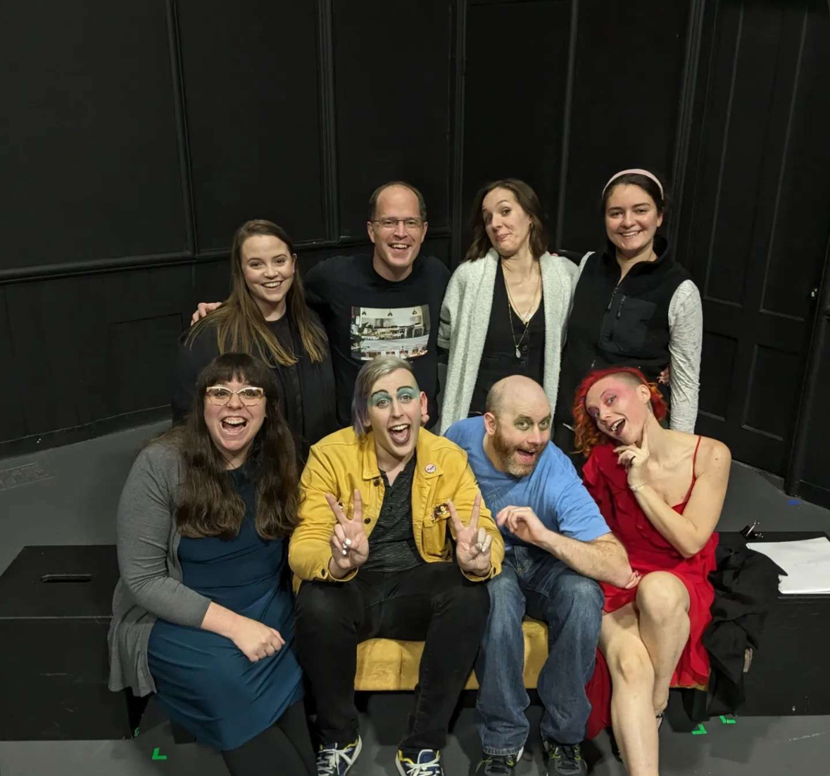 Professor Samantha Merchant (bottom left) with the cast of “And the Four Last Things.”  (Photo Credit: Samantha Merchant)