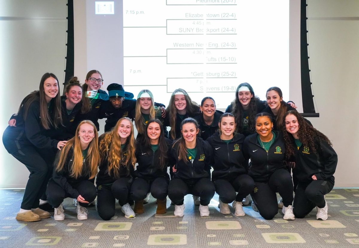 The Brockport women's basketball after the NCAA selection show.