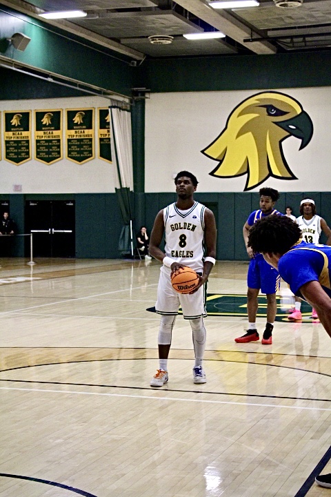 Dyer (8) at the charity stripe for the Golden Eagles. 