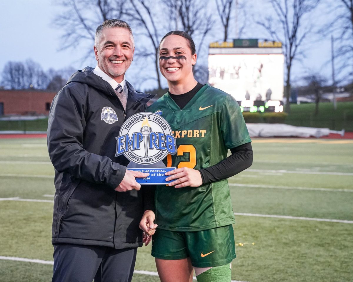 Senior Megan Gerber (12) competed as a dual-sport athlete, leaving an impact on Brockport Women's Soccer and Brockport Flag Football.