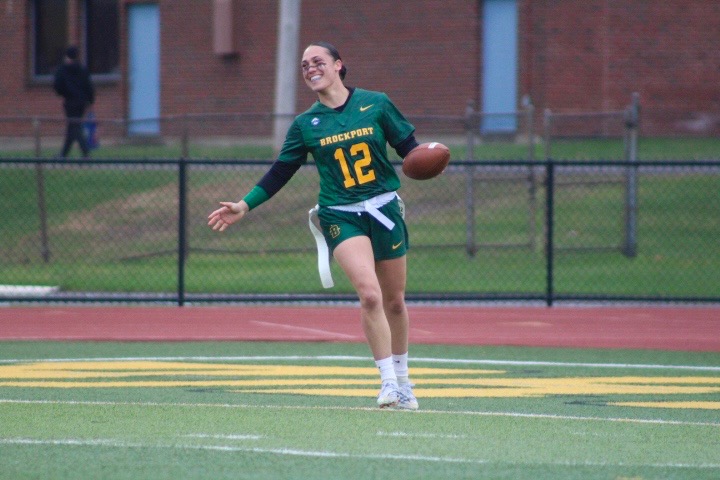 Megan Gerber totaled 442 (318 rush; 124 pass) yards and six touchdowns in Brockport's 38-19 victory over Hartwick